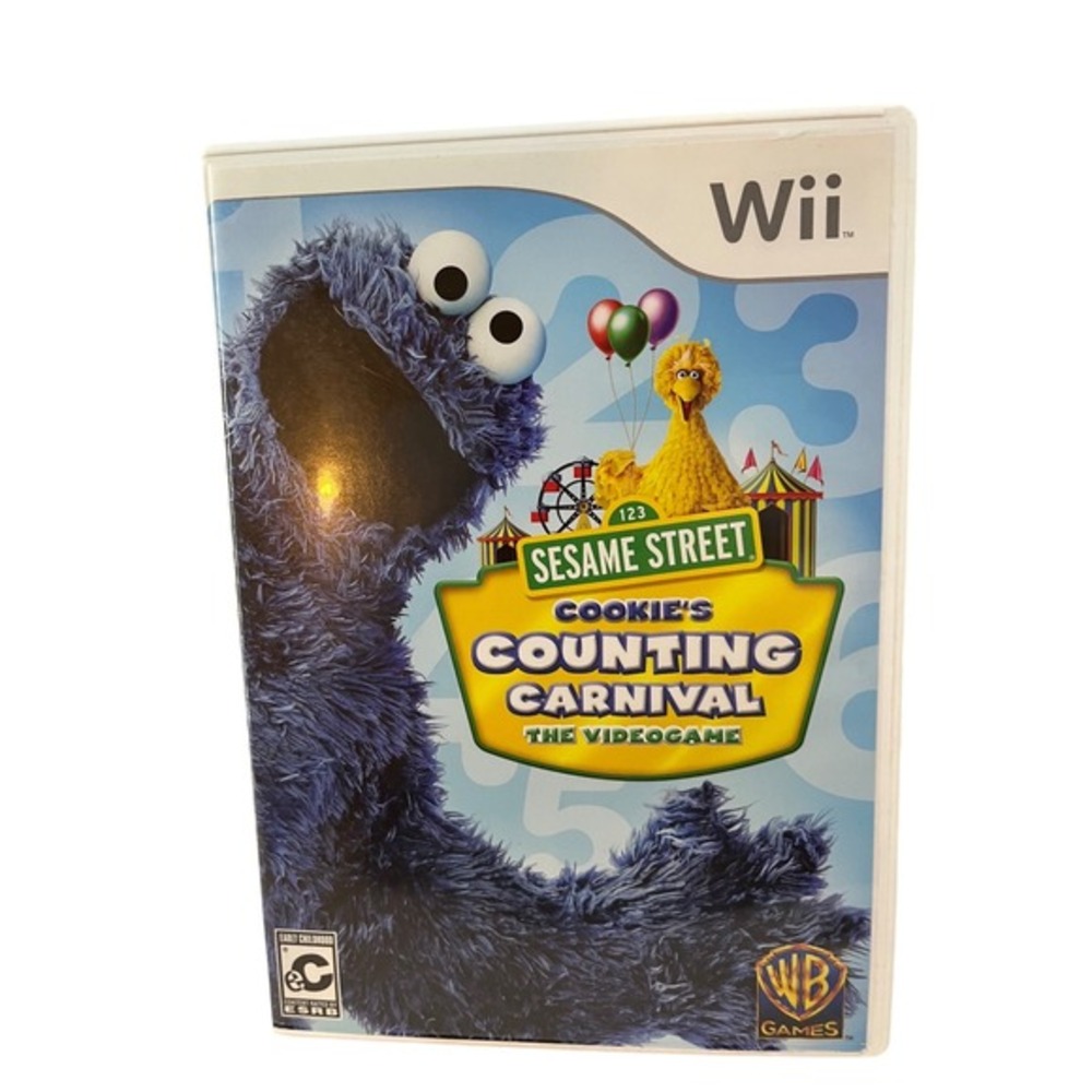WB Games Sesame Street Cookie's Counting Carnival Wii Kids White Excellent‎ CIB